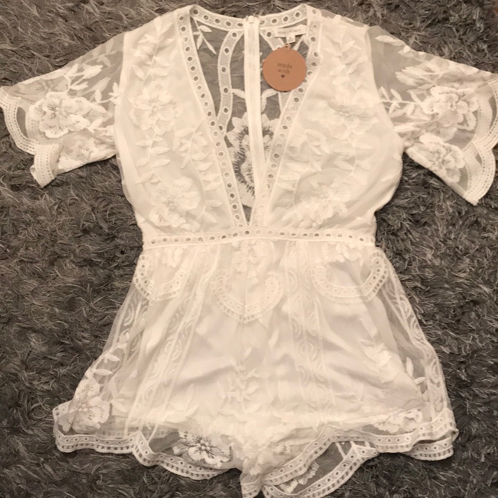 White Lace Honey Punch Romper
